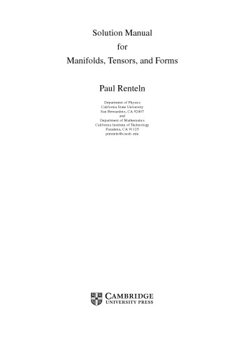 Solution manual for Manifolds, tensors, and forms