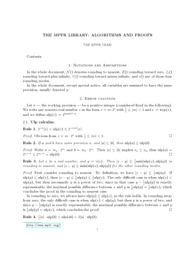 The MPFR library: algorithms and proofs