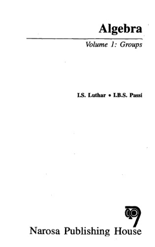 Algebra Vol 1. Groups