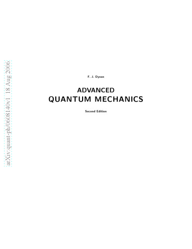 Advanced quantum mechanics