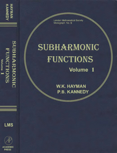Subharmonic functions, vol.1