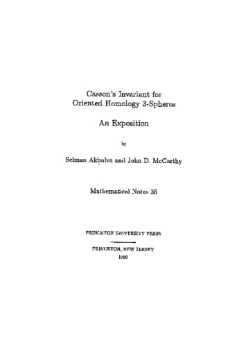 Casson's Invariant for Oriented Homology Three-Spheres: An Exposition