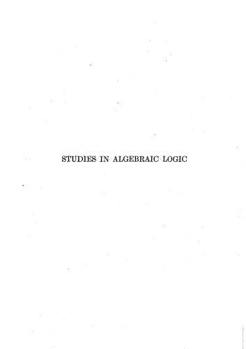 Studies in Algebraic Logic