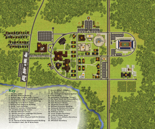Savage Worlds: East Texas University: Campus Map