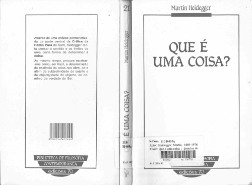 Que é uma coisa? Doutrina de Kant dos princípios transcendentais
