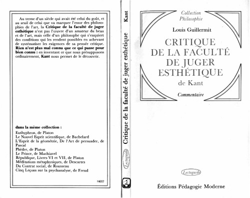 Critique de la faculte de juger esthetique de Kant