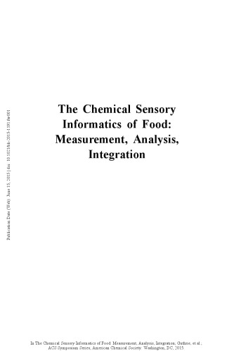 The chemical sensory informatics of food : measurement, analysis, integration