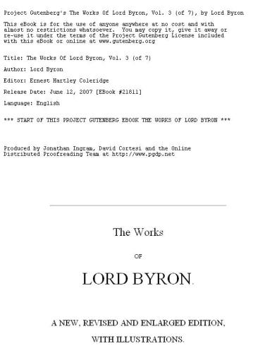 The Works of Lord Byron. Vol. 3