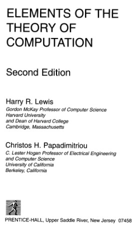 Elements of the Theory of Computation