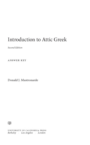 Introduction to Attic Greek : answer key