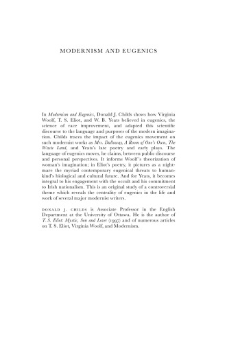 Modernism and eugenics : Woolf, Eliot, Yeats, and the culture of degeneration