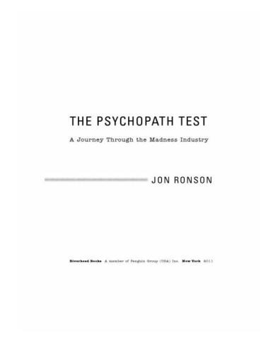 The psychopath test : a journey through the madness industry