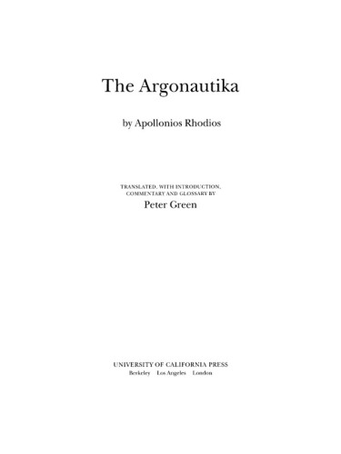 The Argonautika by Apollonios Rhodios