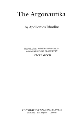 The Argonautika by Apollonios Rhodios