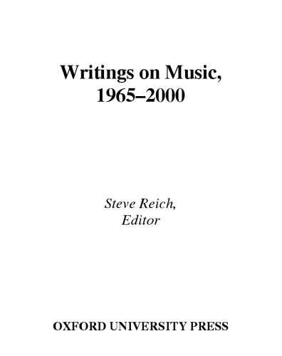 Writings on music, 1965-2000
