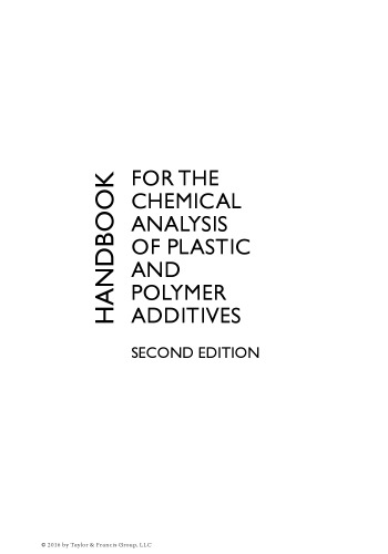 Handbook for the Chemical Analysis of Plastic and Polymer Additives