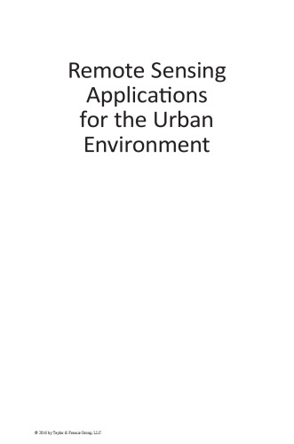 Remote Sensing Applications for the Urban Environment