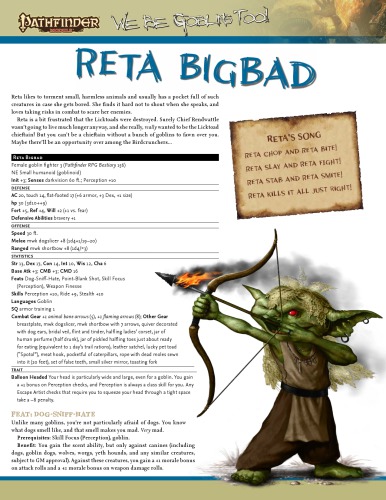 Pathfinder Module: We Be Goblins Too! Pregen Characters