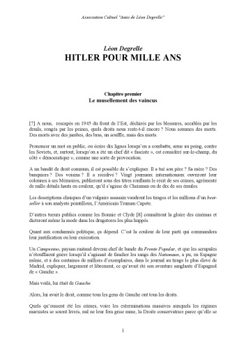 Hitler pour mille ans