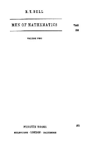 MEN OF MATHEMATICS VOLUME TWO 
