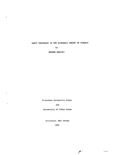 Exact Sequences in the Algebraic Theory of Surgery