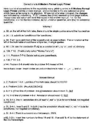 Errata to A Modern Formal Logic Primer