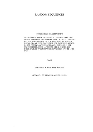 Random Sequences [PhD Thesis]