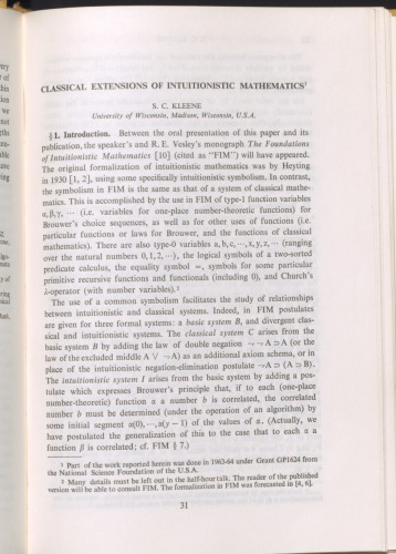 Classical extensions of intuitionistic mathematics [one chapter from the book only]