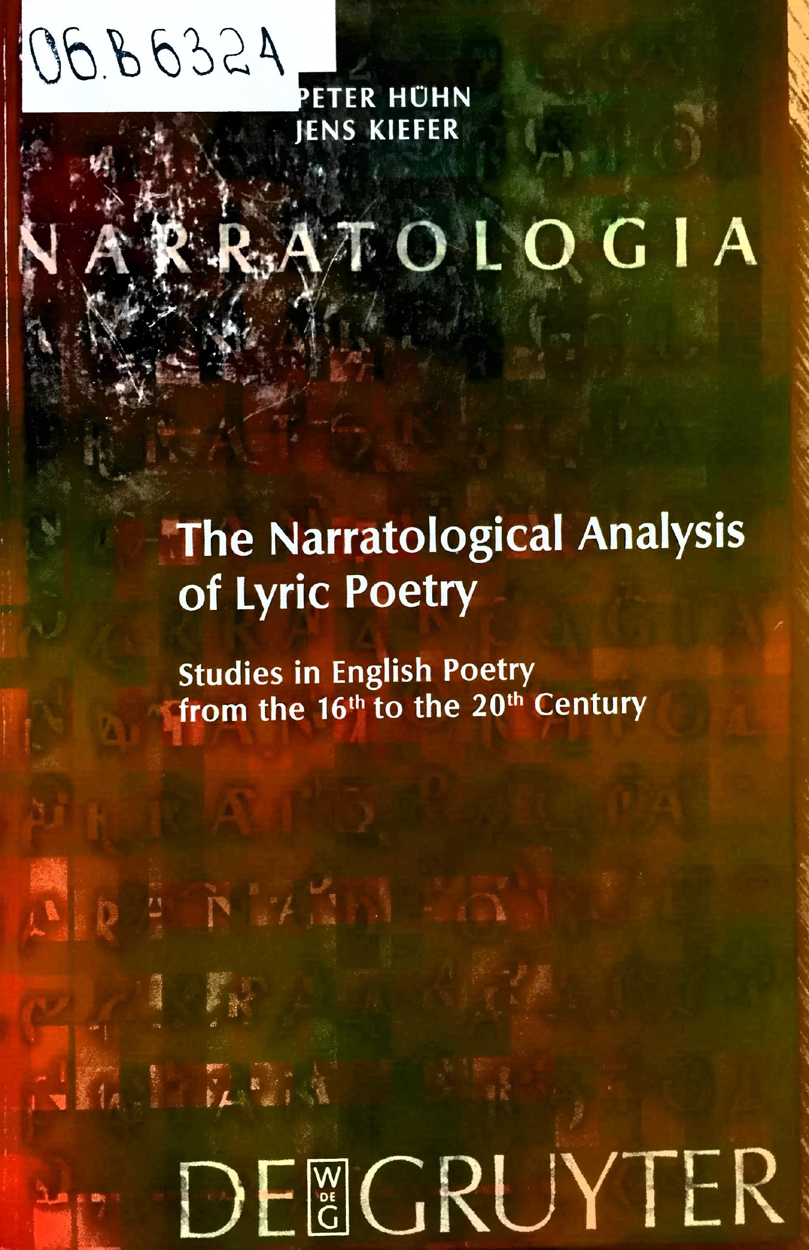 The Narratological Analysis of Lyric Poetry
