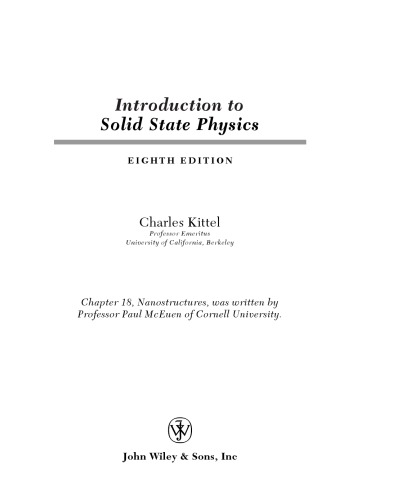 Introduction to Solid State Physics