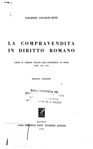 La Compravendita in Diritto Romano