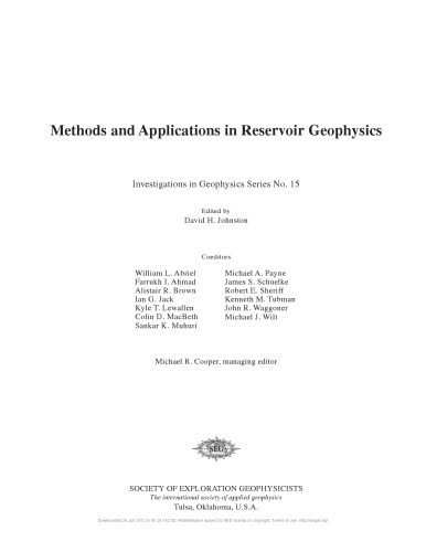 Methods and Applications in Reservoir Geophysics
