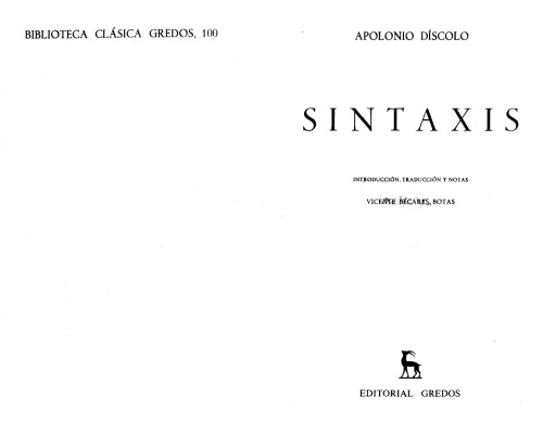 Apolonio Díscolo: Sintaxis