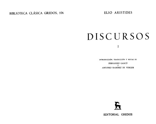 Discursos I / Speeches: Aristides / Aristides