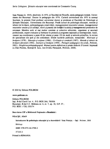 Introducere în psihologia educaţiei şi a dezvoltării