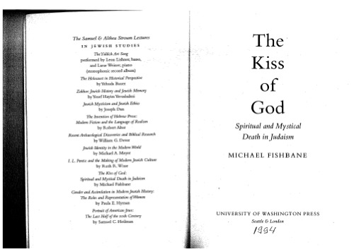 The kiss of God : spiritual and mystical death in Judaism
