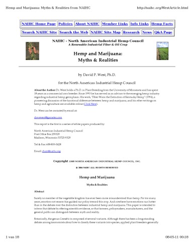 Hemp & marijuana : myths and realities