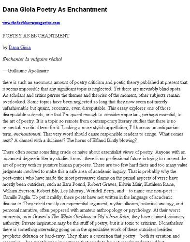 Poetry As Enchantment