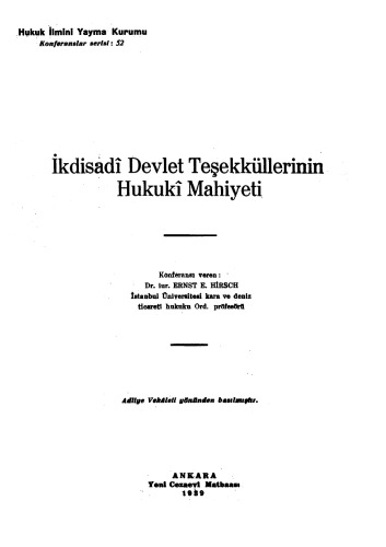 İktisadi Devlet Teşekküllerinin Hukuki Mahiyeti