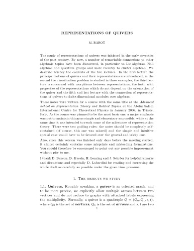 Representations of Quivers [lecture notes]