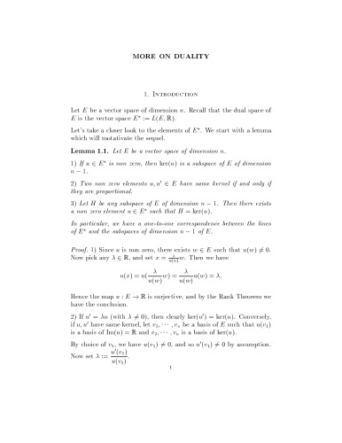 More on Duality [expository notes]