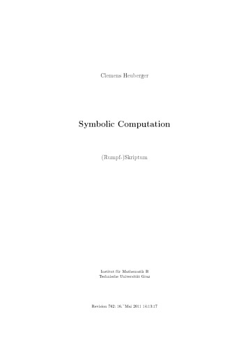 Symbolic Computation [Lecture notes]