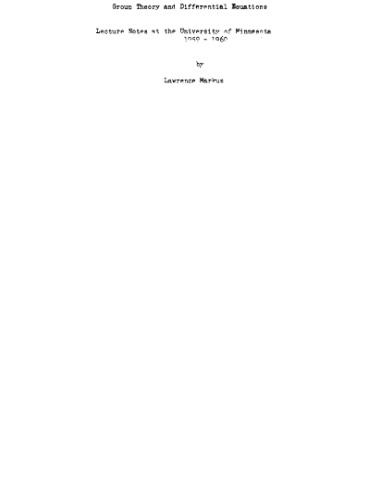 Group theory and differential equations [Lecture notes]