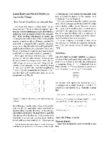Local Rules and Global Order, or Aperiodic Tilings