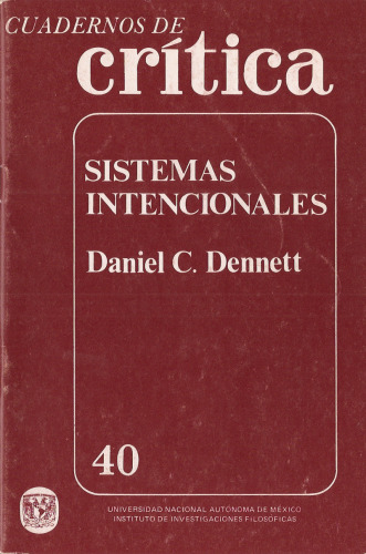 Cuadernos de Crítica.  Sistemas intencionales