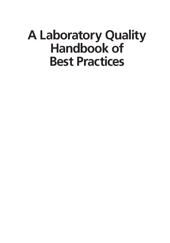 A Laboratory Quality Handbook of Best Practices & Relevant Regulations