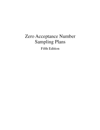 Zero Acceptance Number Sampling Plans, Fifth Edition