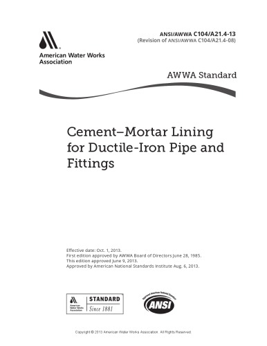 Cement-mortar lining for ductile-iron pipe and fittings