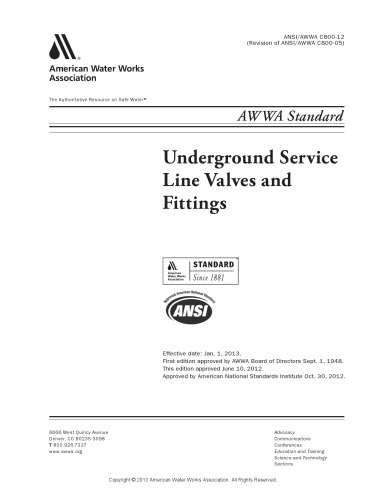 AWWA standard for underground service line valves and fittings
