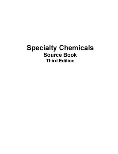 Speciality Chemicals Source Book